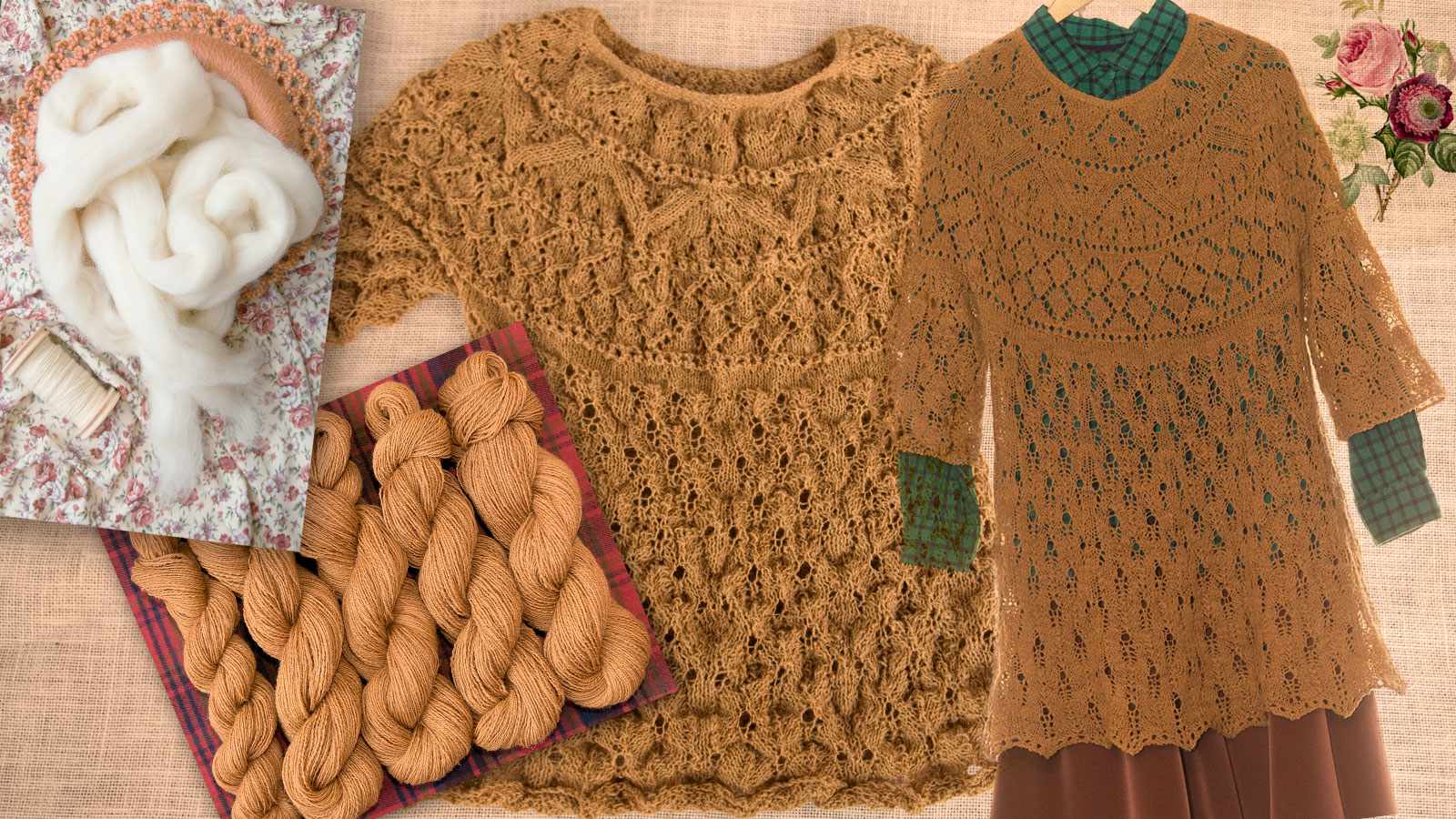 Handspun and Hand-knitted Hickory-dyed Lace Tunic
