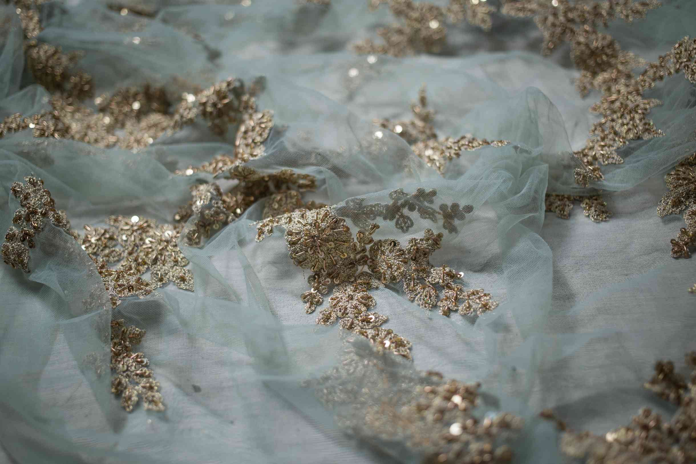 Image: Silk chiffon with gold embroidery
