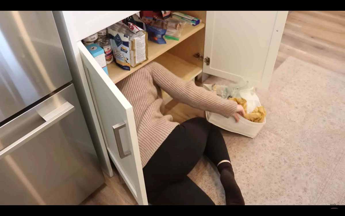 Image: Getting things out of low kitchen cabinets