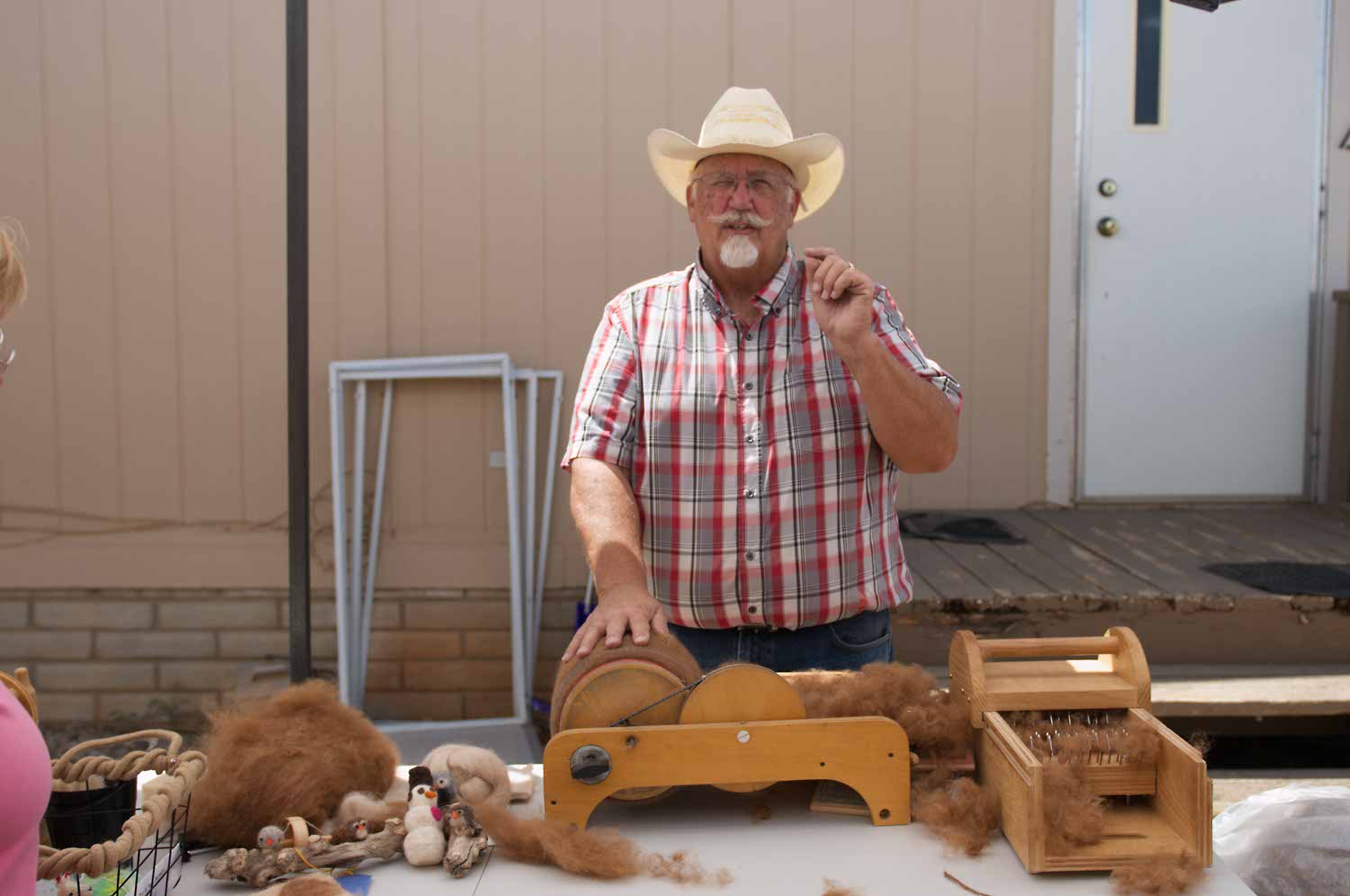 Image: LeRoy explains fiber process