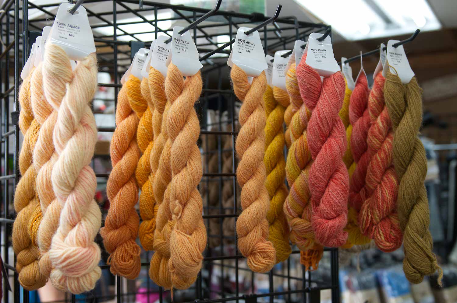 Image: alpaca yarns with natural dyes