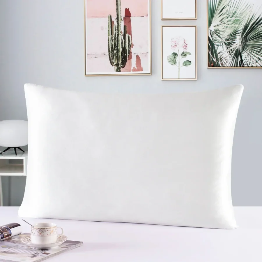 Mulberry silk pillowcase with zipper, white