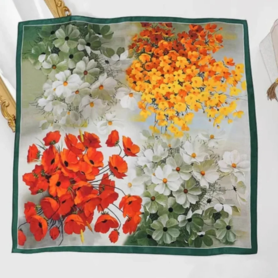 Flower Garden square silk scarf