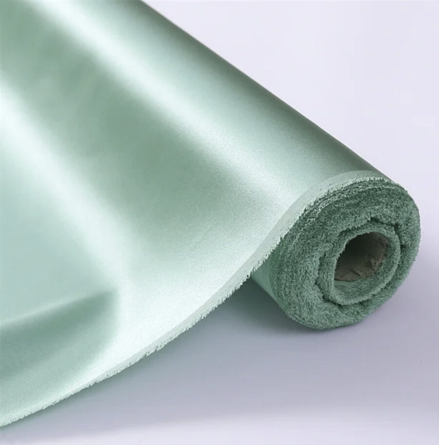 Silk charmeuse fabric, lichen green